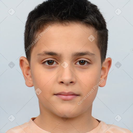 Neutral white child male with short  brown hair and brown eyes