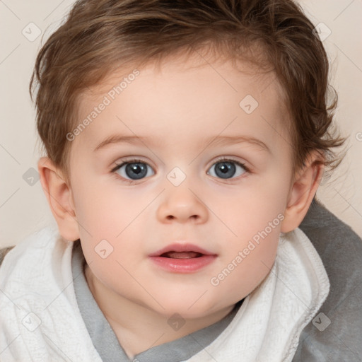 Neutral white child female with short  brown hair and brown eyes