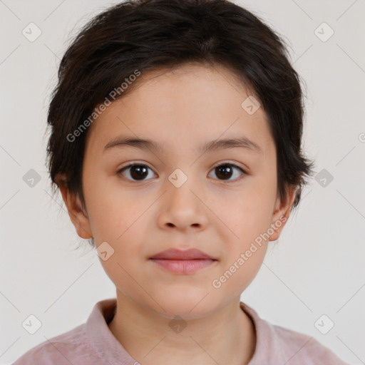 Neutral white child female with medium  brown hair and brown eyes