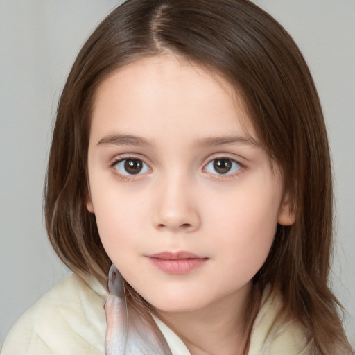 Neutral white child female with medium  brown hair and brown eyes