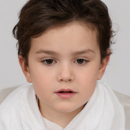 Neutral white child female with short  brown hair and brown eyes