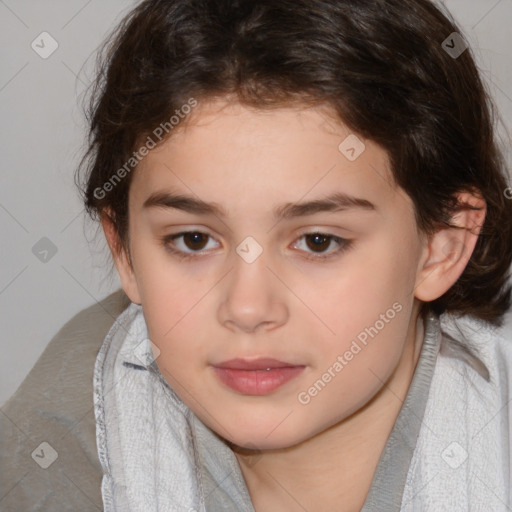 Neutral white child female with medium  brown hair and brown eyes