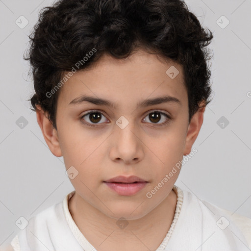 Neutral white child female with short  brown hair and brown eyes