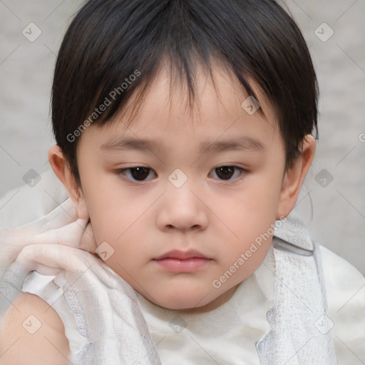 Neutral white child female with medium  brown hair and brown eyes