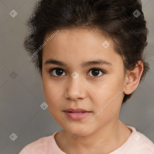 Neutral white child female with short  brown hair and brown eyes