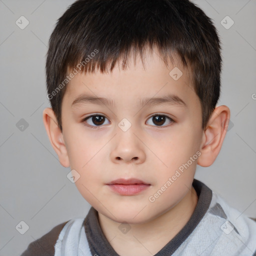 Neutral white child male with short  brown hair and brown eyes