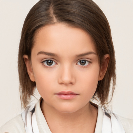 Neutral white child female with medium  brown hair and brown eyes