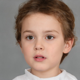 Neutral white child female with short  brown hair and brown eyes