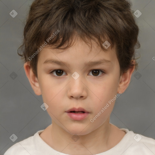 Neutral white child male with short  brown hair and brown eyes