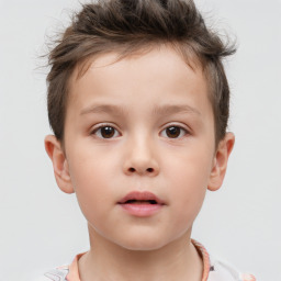 Neutral white child male with short  brown hair and brown eyes