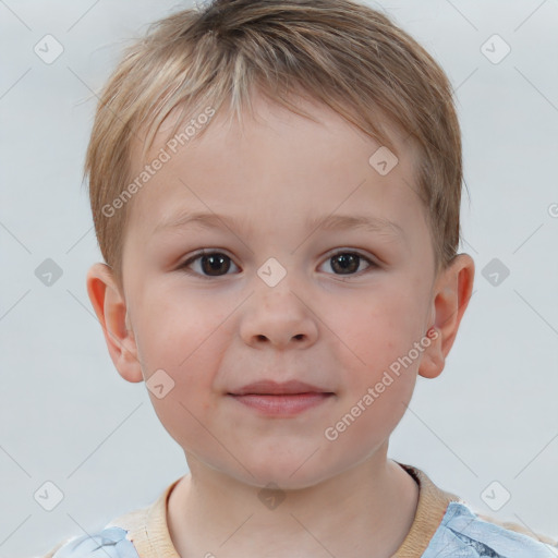 Neutral white child male with short  brown hair and brown eyes