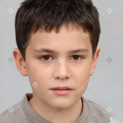 Neutral white child male with short  brown hair and brown eyes