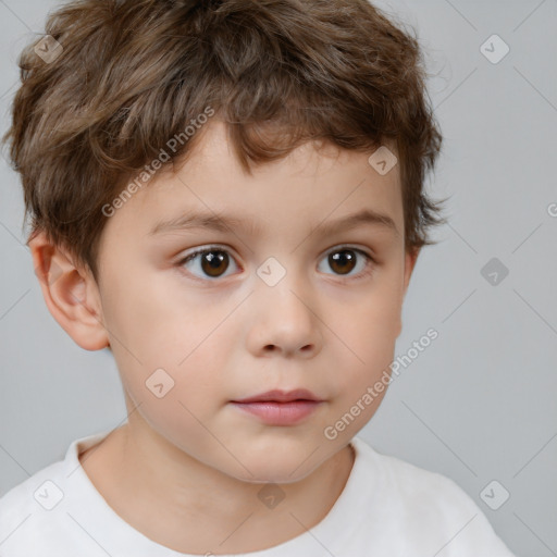 Neutral white child male with short  brown hair and brown eyes