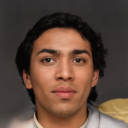 Neutral latino young-adult male with short  brown hair and brown eyes