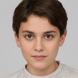 Neutral white young-adult female with short  brown hair and brown eyes