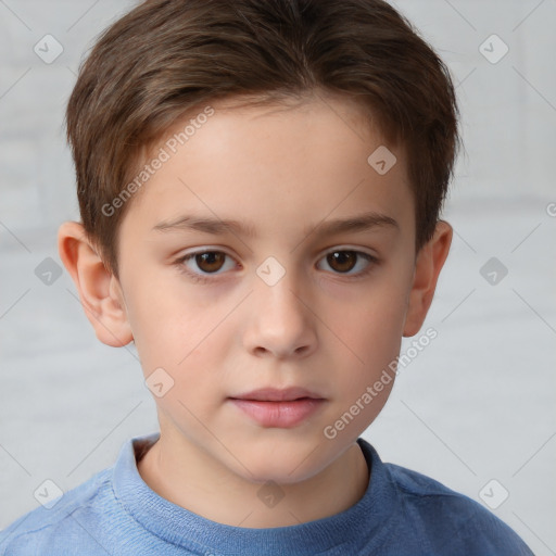 Neutral white child male with short  brown hair and brown eyes