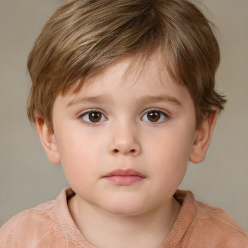 Neutral white child male with short  brown hair and brown eyes