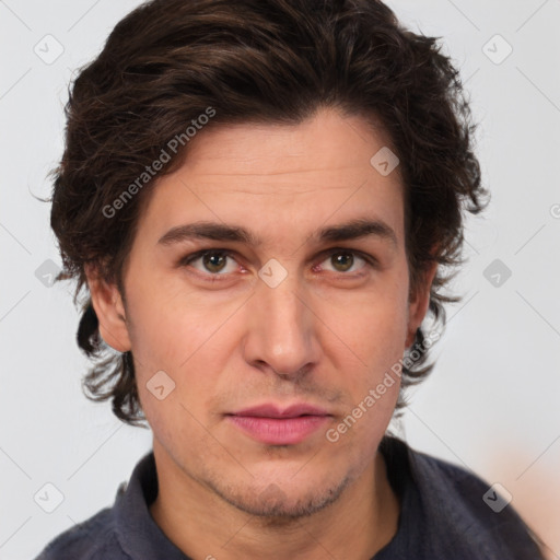 Neutral white adult male with short  brown hair and brown eyes