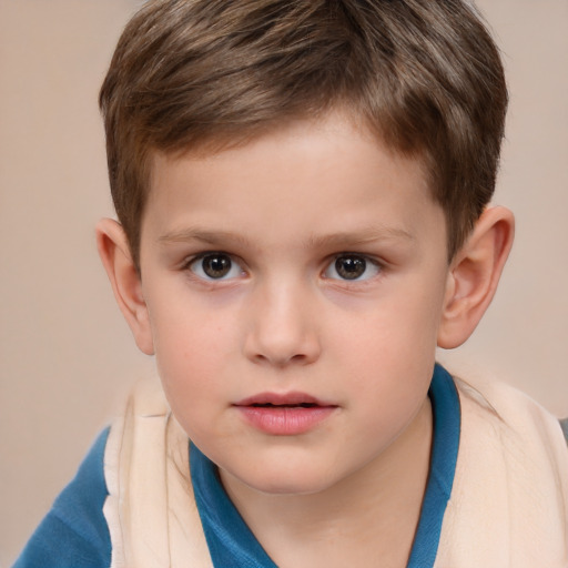 Neutral white child male with short  brown hair and brown eyes