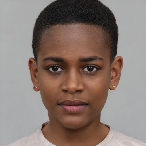 Neutral latino child female with short  brown hair and brown eyes