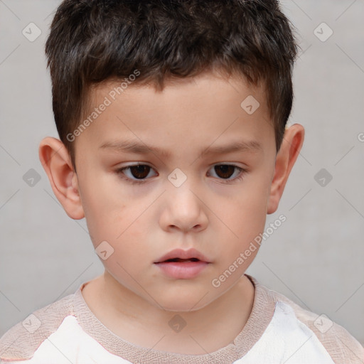 Neutral white child male with short  brown hair and brown eyes