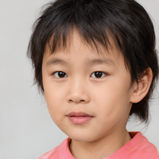 Neutral asian child male with medium  brown hair and brown eyes