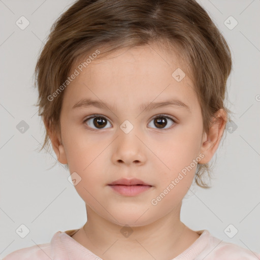 Neutral white child female with medium  brown hair and brown eyes