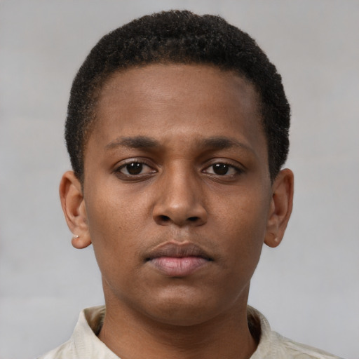 Neutral latino young-adult male with short  brown hair and brown eyes