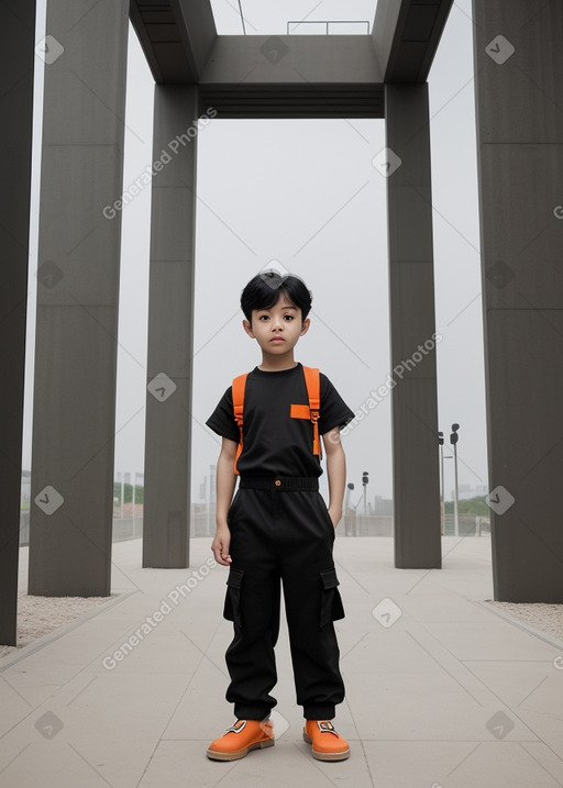 South korean child boy with  black hair