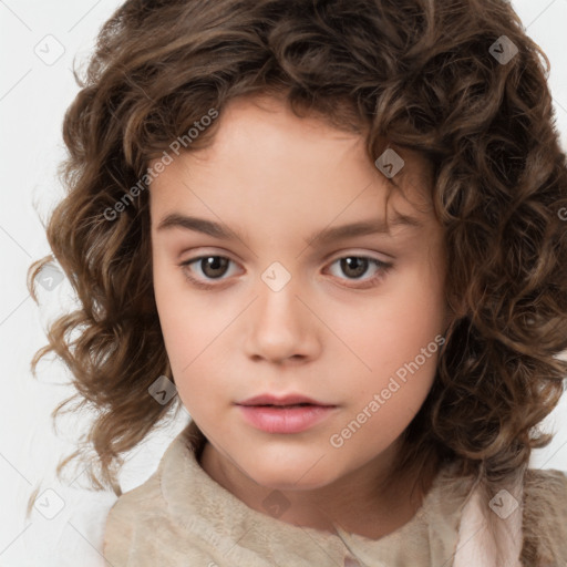 Neutral white child female with medium  brown hair and brown eyes