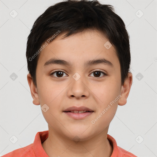 Neutral white child male with short  brown hair and brown eyes