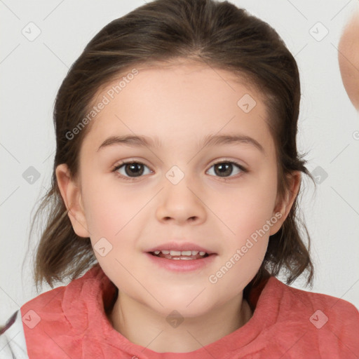 Neutral white child female with medium  brown hair and brown eyes