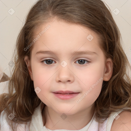 Neutral white child female with medium  brown hair and brown eyes