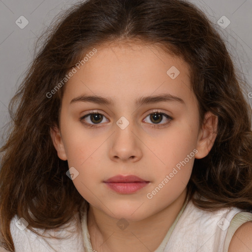 Neutral white child female with medium  brown hair and brown eyes