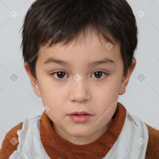 Neutral white child male with short  brown hair and brown eyes