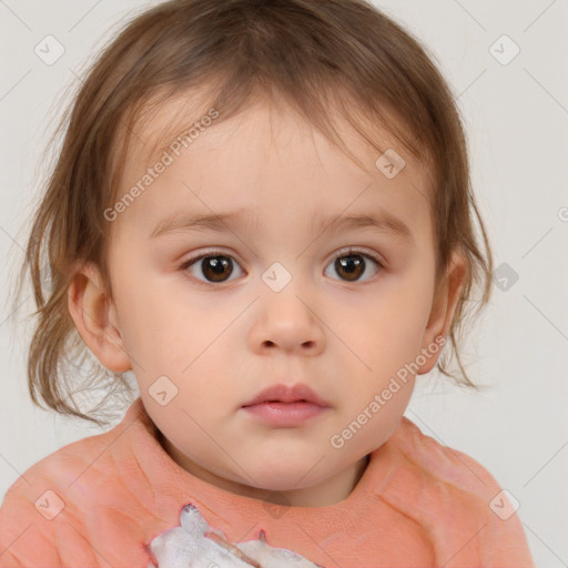 Neutral white child female with medium  brown hair and brown eyes