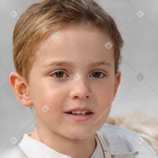 Neutral white child female with short  brown hair and brown eyes