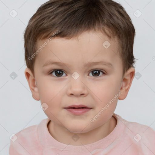 Neutral white child male with short  brown hair and brown eyes