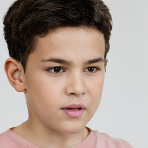 Neutral white child male with short  brown hair and brown eyes