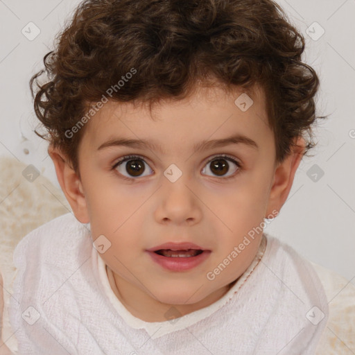 Neutral white child male with short  brown hair and brown eyes