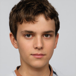 Neutral white child male with short  brown hair and brown eyes