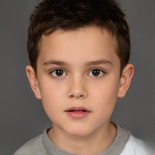 Neutral white child male with short  brown hair and brown eyes