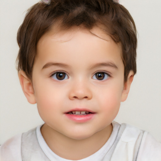 Neutral white child male with short  brown hair and brown eyes