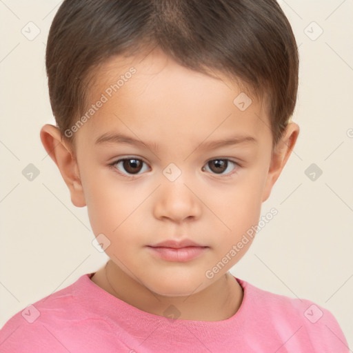 Neutral white child male with short  brown hair and brown eyes