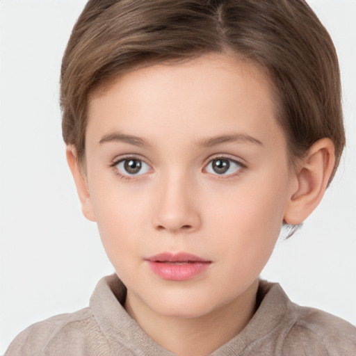 Neutral white young-adult female with short  brown hair and brown eyes