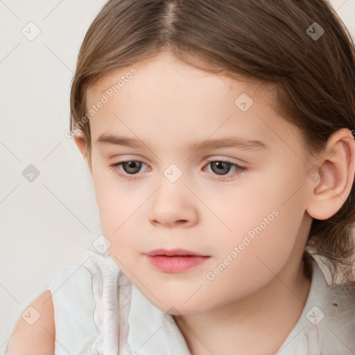 Neutral white child female with medium  brown hair and brown eyes