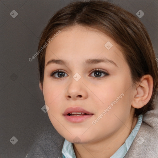 Neutral white child female with medium  brown hair and brown eyes