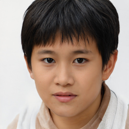 Neutral asian child female with short  brown hair and brown eyes