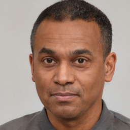 Neutral latino adult male with short  black hair and brown eyes