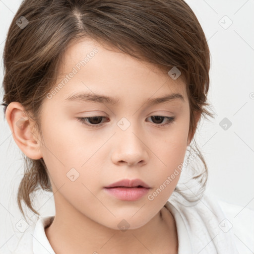 Neutral white child female with medium  brown hair and brown eyes